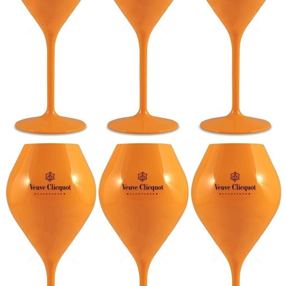Veuve Clicquot Orange Champagne Goblets x 6 - Picture 2 of 2